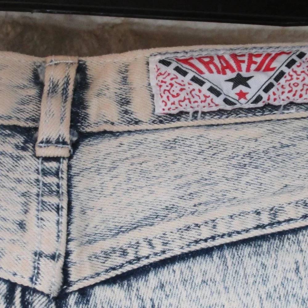 Vintage Retro Traffic Acid Wash Fishnet Jeans Size 7/8 - Picture 3 of 6
